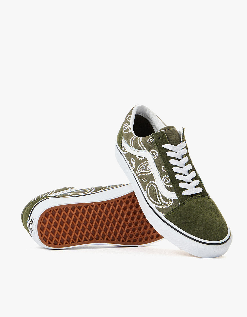 Vans Old Skool Skate Shoes - (Peace Paisley) Grape Leaf/True White