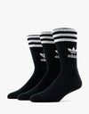 adidas Mid Cut Solid Crew 3 Pack Socks - Black/White