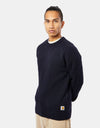 Carhartt WIP Anglistic Sweater - Speckled Dark Navy Heather