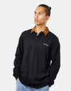 Carhartt WIP L/S Cord Rugby Polo - Black/H Brown/White
