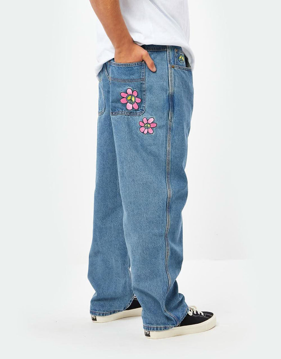 Butter Goods Flower Denim Pant Washed Indigo Route One