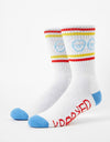 Krooked Eyes Socks - White/Blue/Yellow/Red