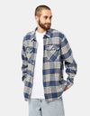 Brixton Bowery L/S Flannel Shirt - Pacific Blue/Whitecap/Black