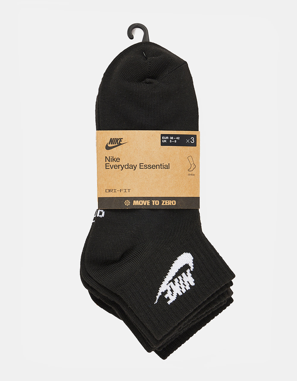 Nike Everyday Essential Ankle 3 Pack Socks - Black/White
