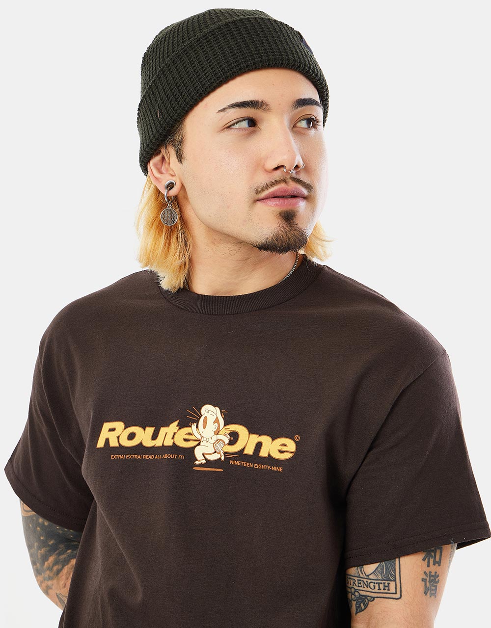 Route One Extra! Extra! T-Shirt - Dark Chocolate