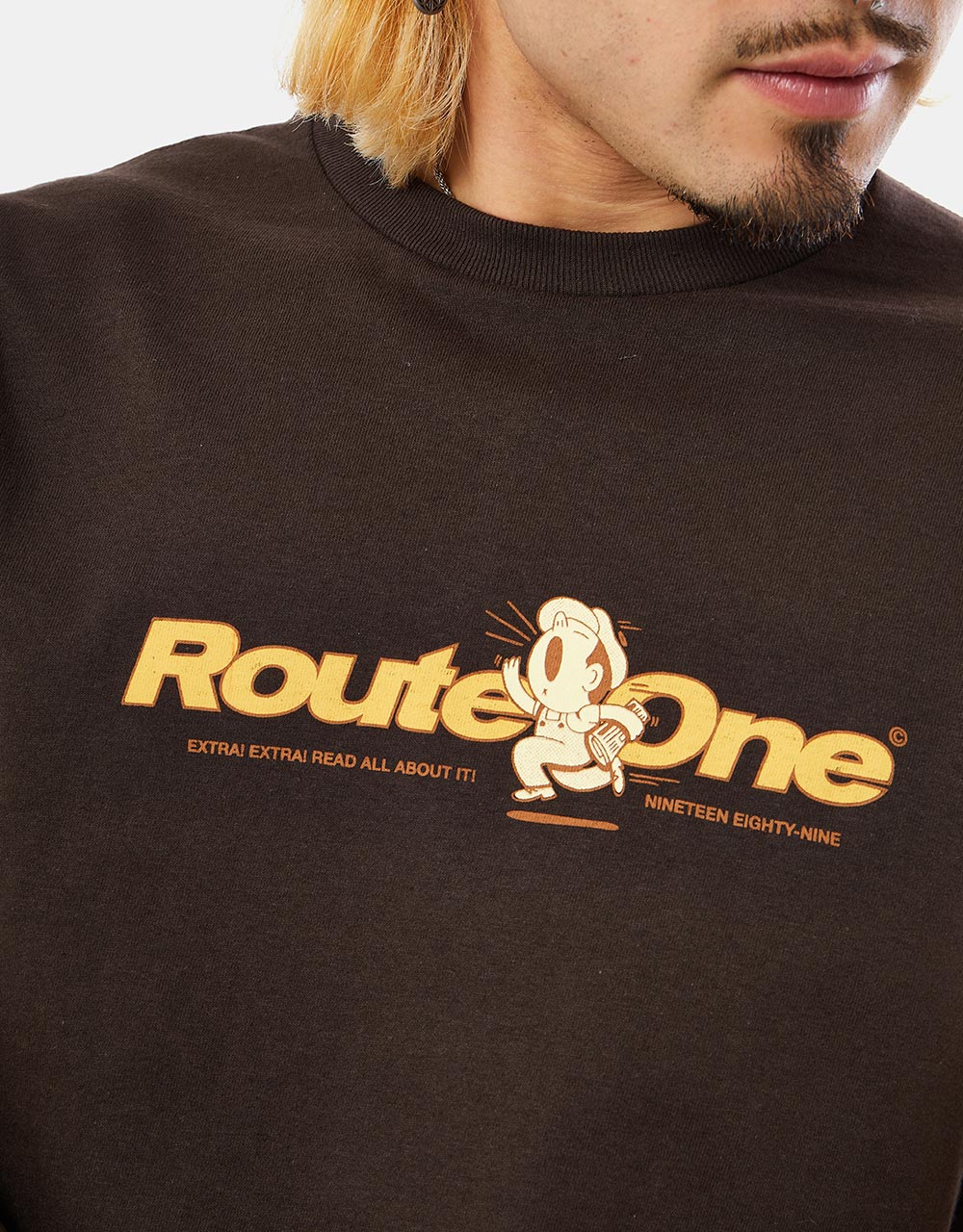 Route One Extra! Extra! T-Shirt - Dark Chocolate