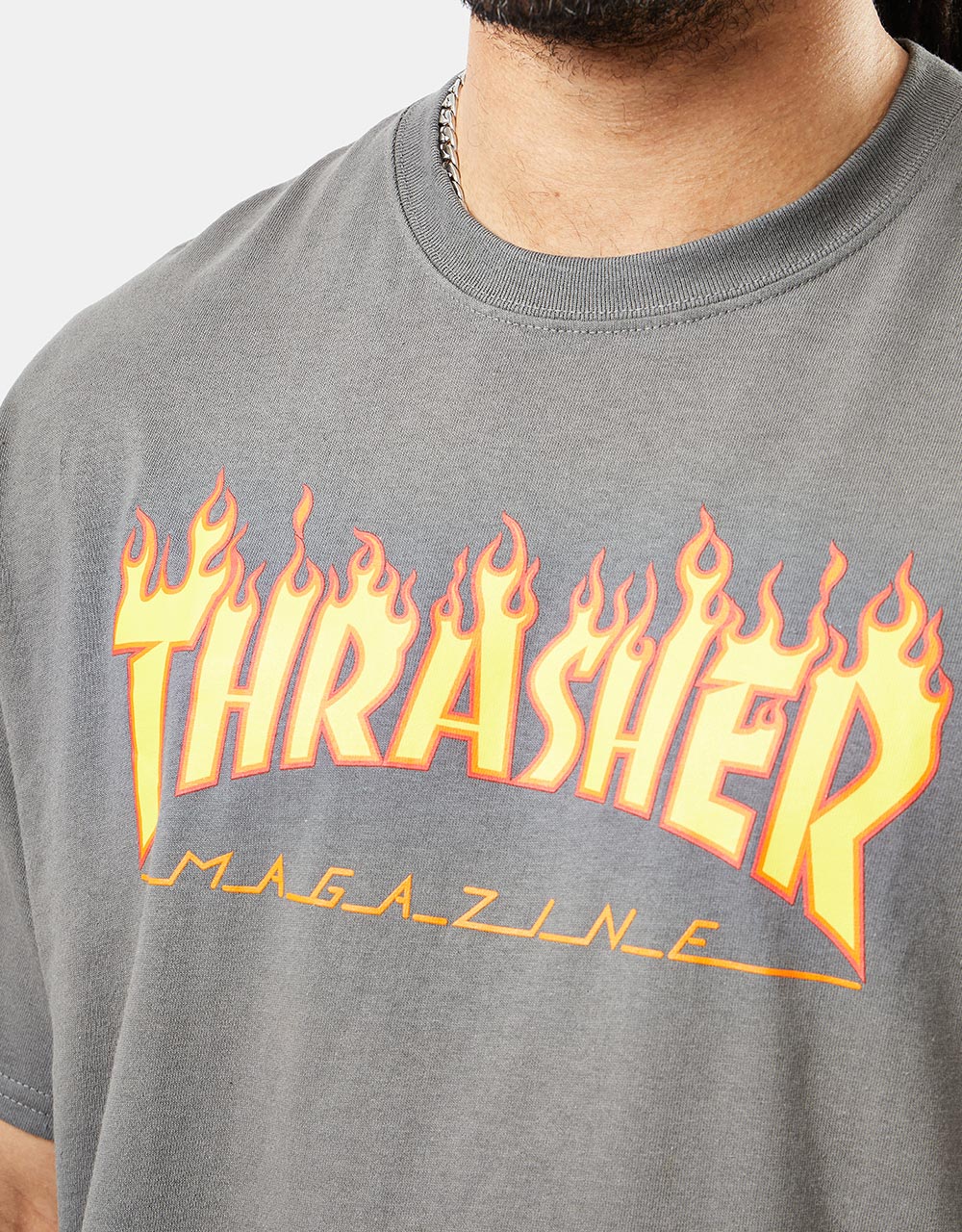 Thrasher Flame Logo T-Shirt - Charcoal