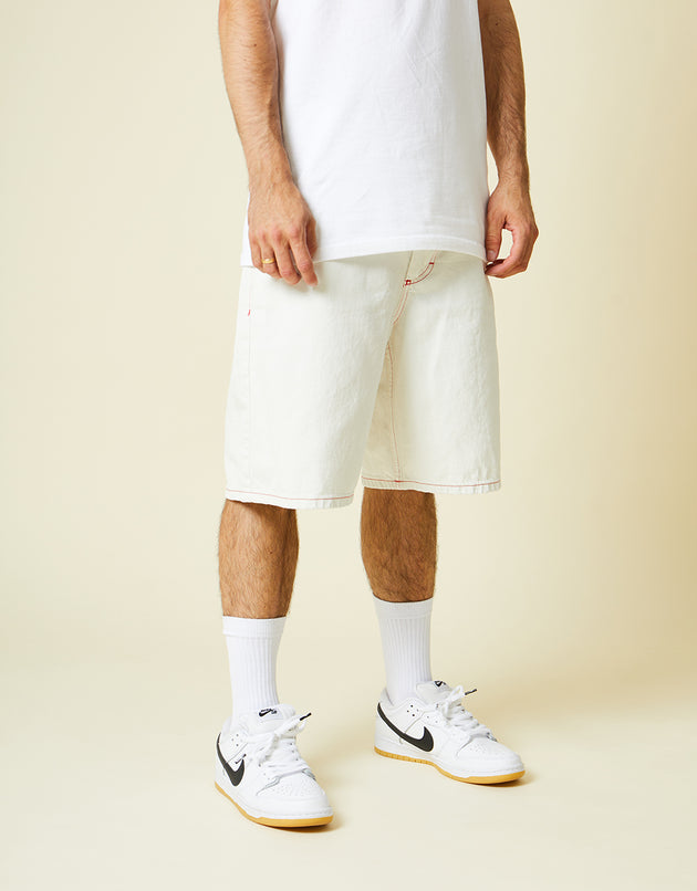 Route One Super Baggy Denim Shorts - Ivory Cream