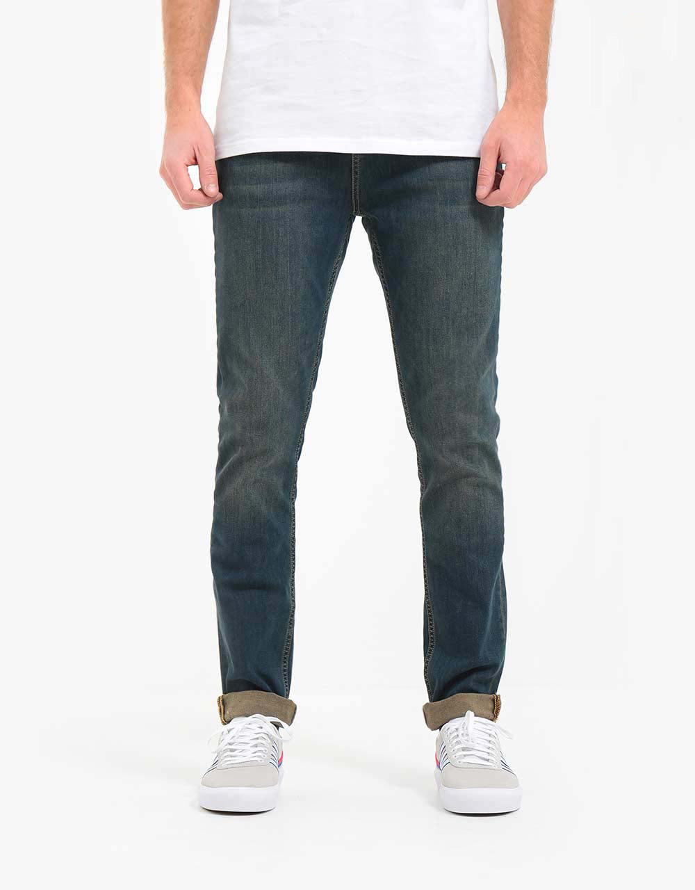 Route One Skinny Denim Jeans - Mid Wash