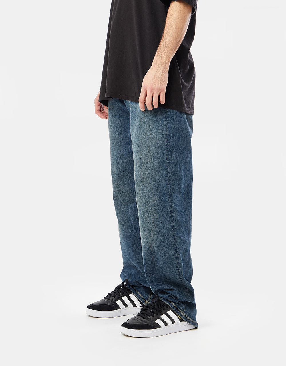 Route One Baggy Denim Jeans - Mid Wash