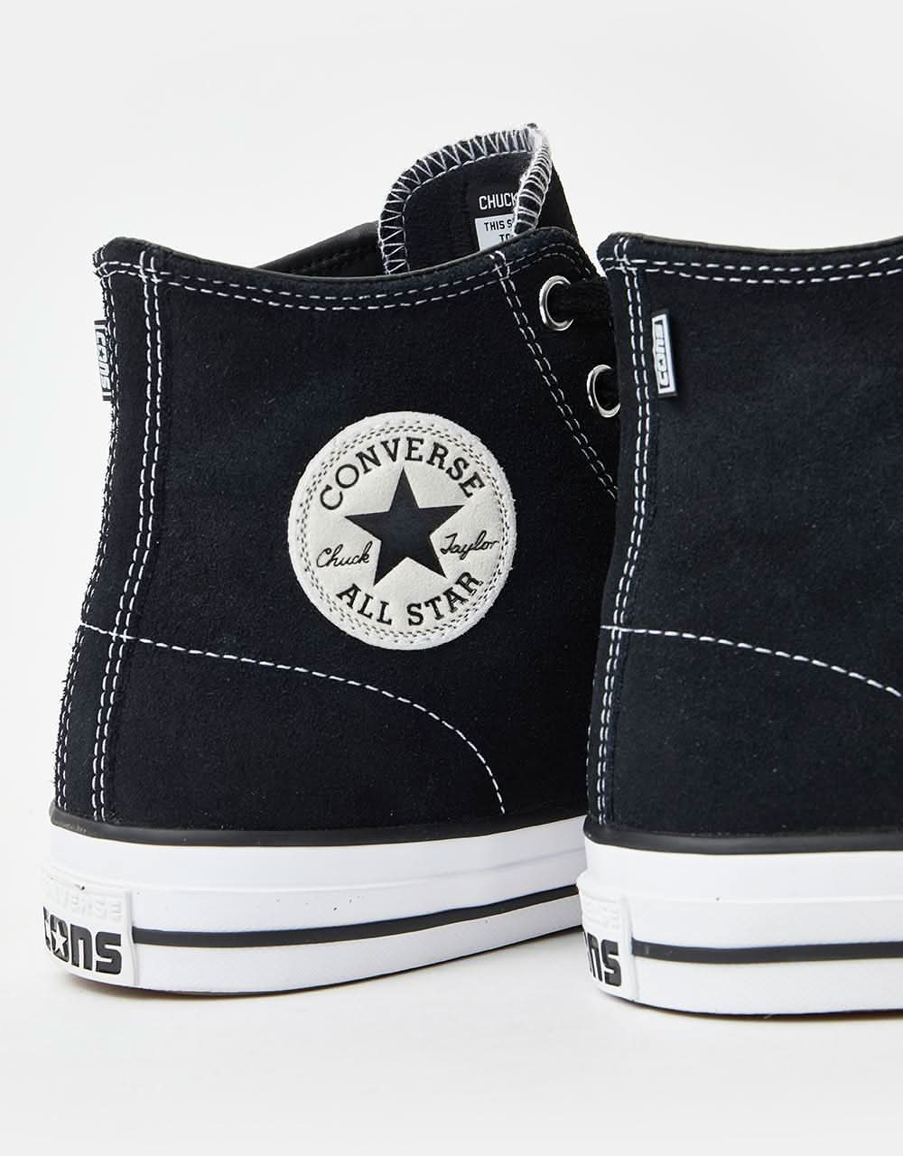 Converse CTAS Pro Hi Skate Shoes - Black/Black/White