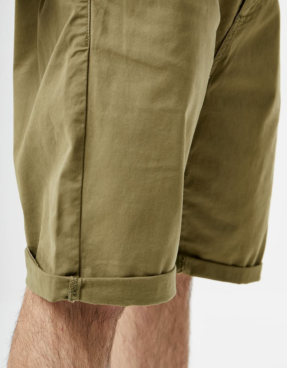 Route One Roll Up Chino Shorts - Light Olive