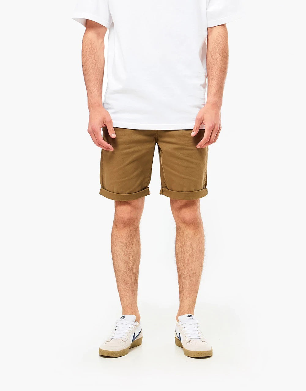 Route One Roll Up Chino Shorts - Light Olive