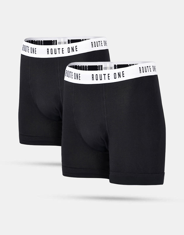 Route One Classic Boxer Shorts 2 Pack - Black