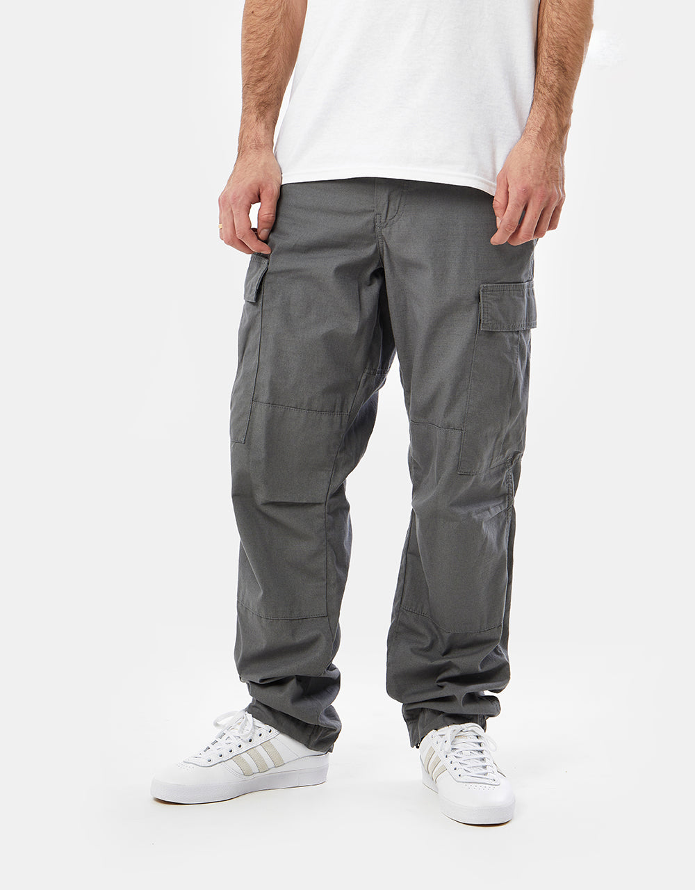 Buy GREY LOW-WAISTED STRAIGHT CARGO PANTS for Women Online in India