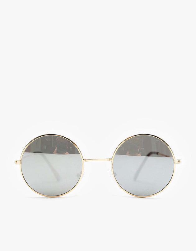Route One Round Sunglasses - Gold (Silver Mirror)