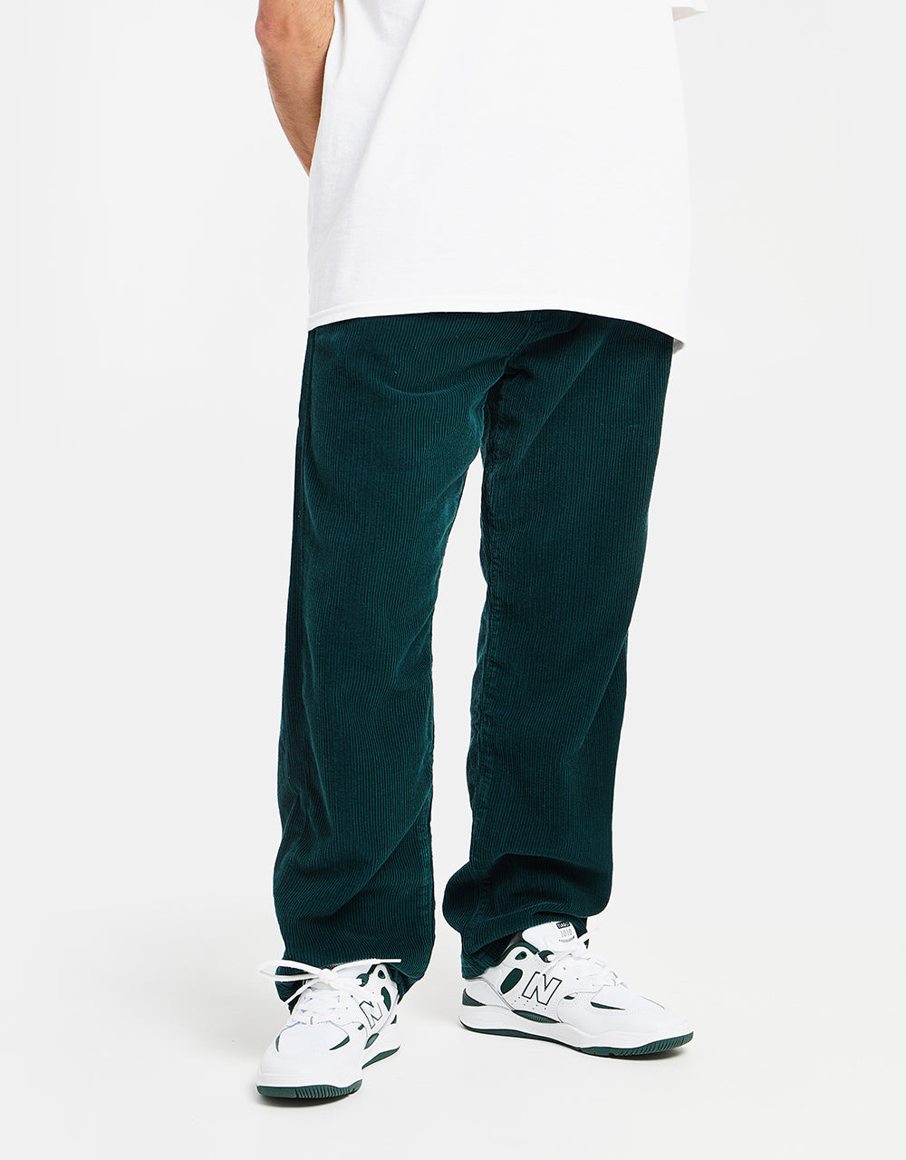 Route One Relaxed Fit Big Wale Cords - Forest Green