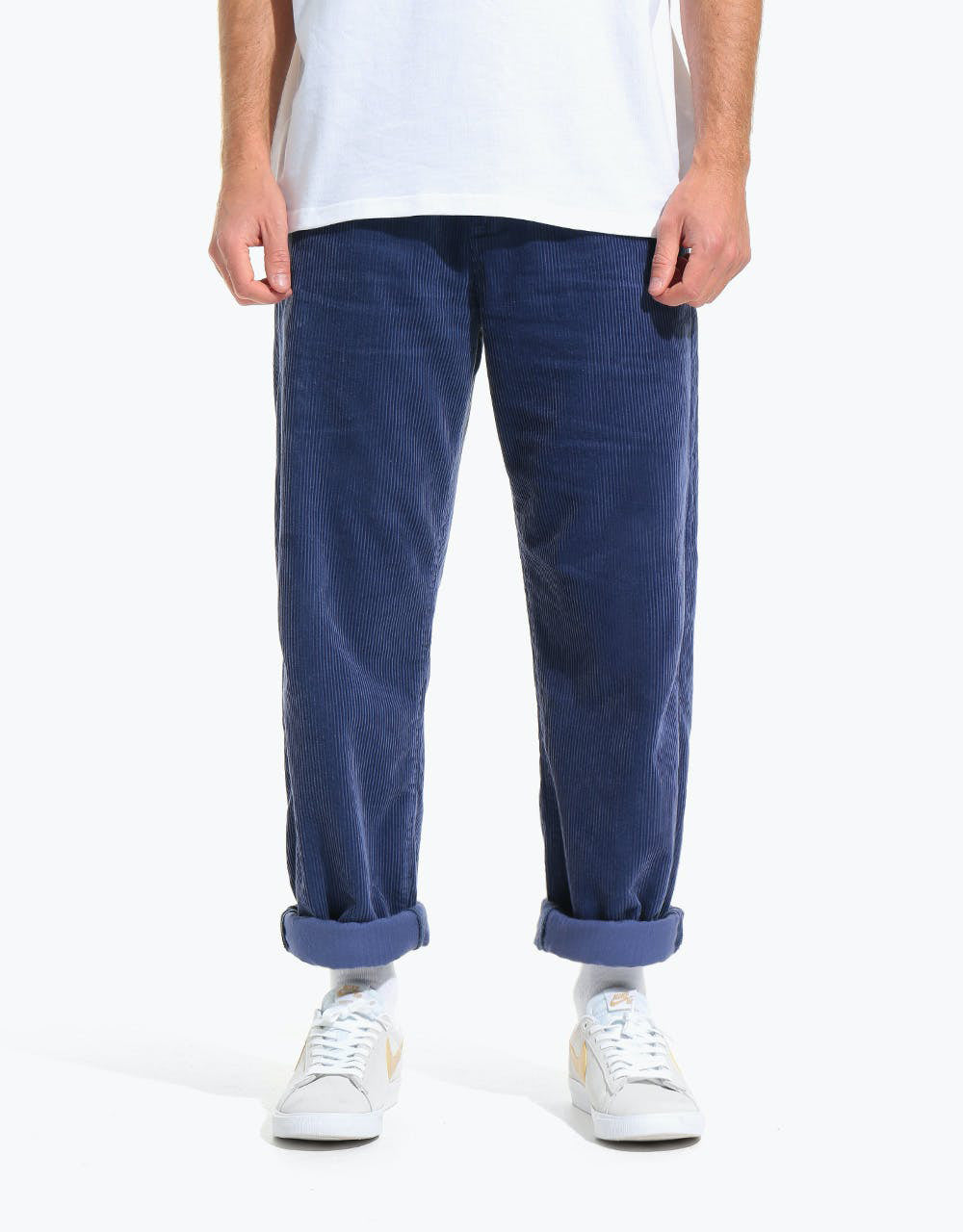 Route One Relaxed Fit Big Wale Cords - Shady Blue