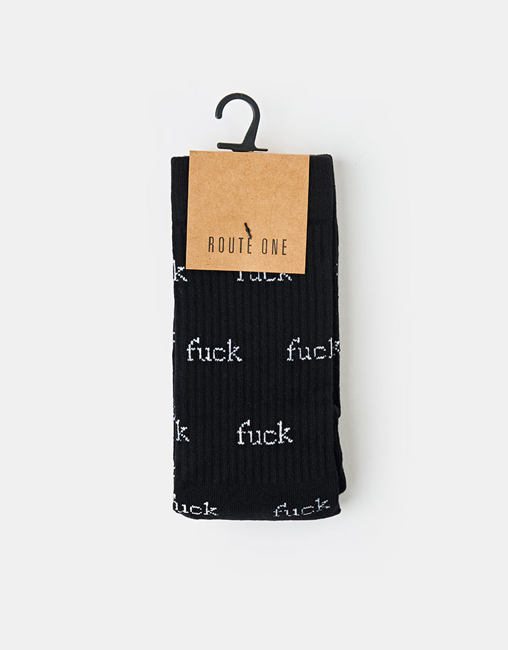 Route One F-It Crew Socks - Black