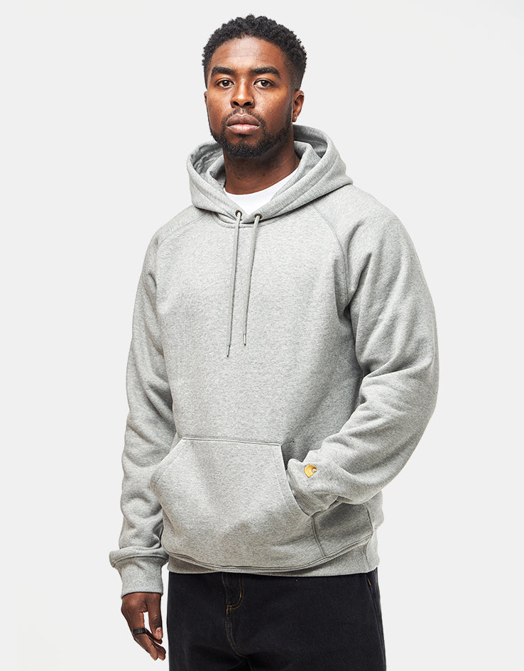 トップス HOODED CHASE SWEAT - Grey Heather / Gold Carhartt WIP - Hooded Chase Sweatshirt in Grey Heather/Gold