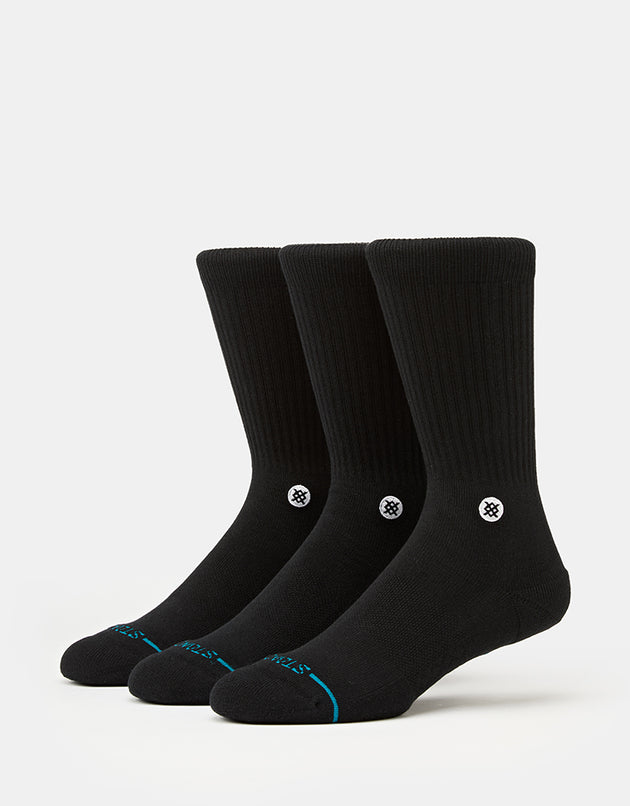 Stance Icon 3 Pack Classic Crew Socks - Black
