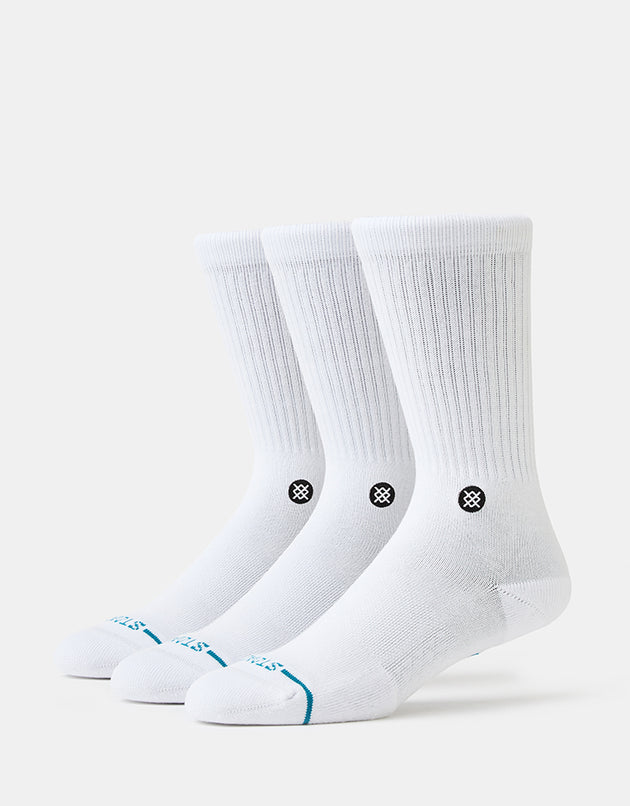 Stance Icon 3 Pack Classic Crew Socks - White