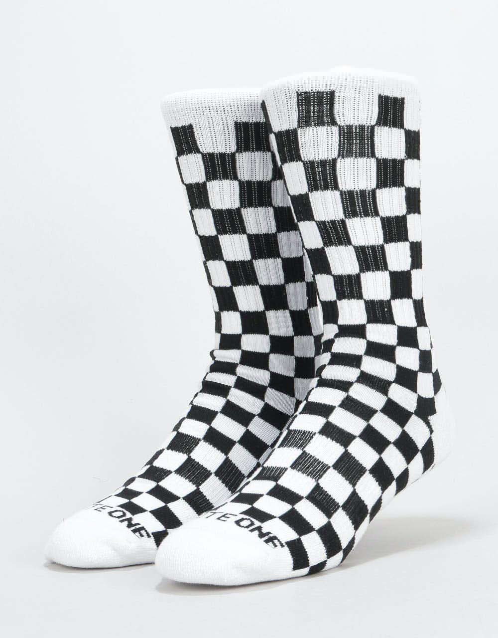 Route One Checkerboard Crew Socks - Black/White