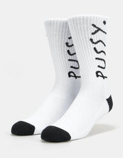 Route One Pussy Type Crew Socks - White/Black