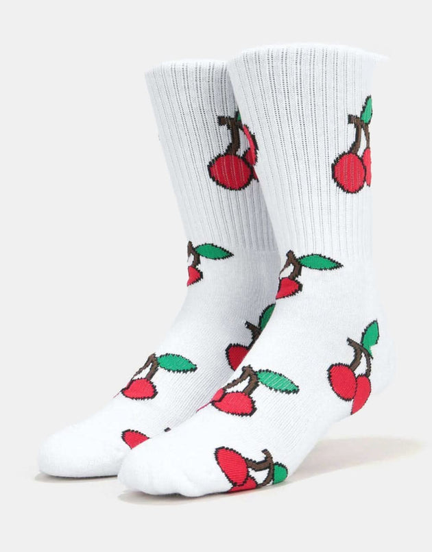 Route One Cherries Crew Socks - White