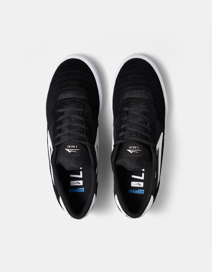 Lakai Cambridge Skate Shoes - Black/White Suede