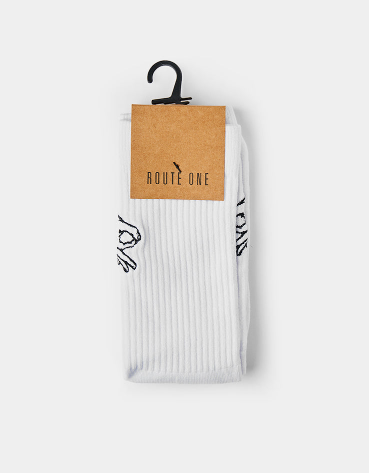 Route One Gotcha Crew Socks - White