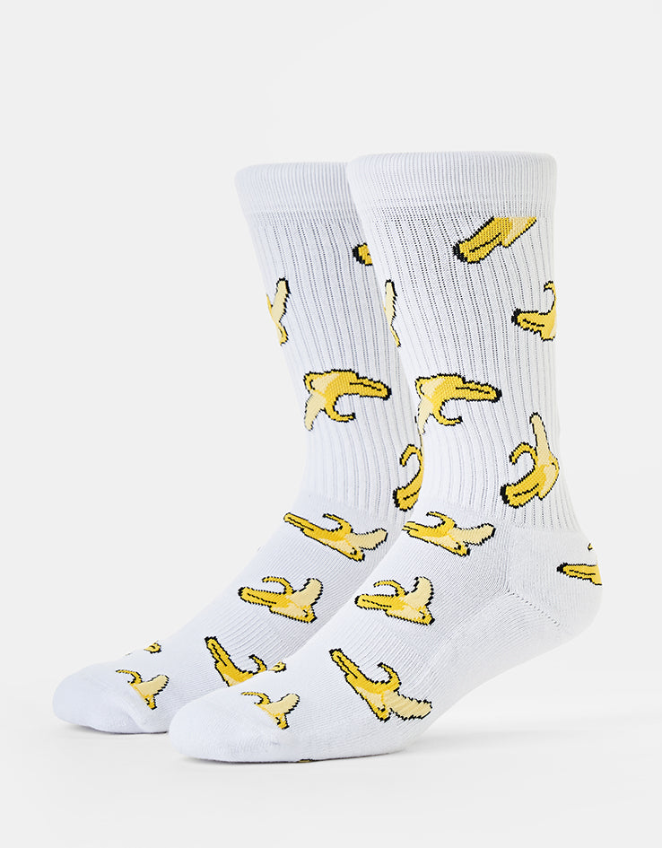 Route One Yellow Fatty Bean Crew Socks - White