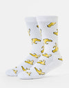 Route One Yellow Fatty Bean Crew Socks - White