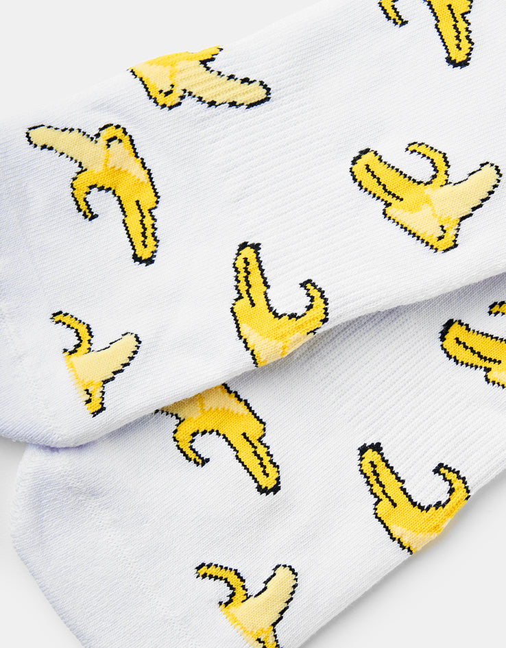 Route One Yellow Fatty Bean Crew Socks - White