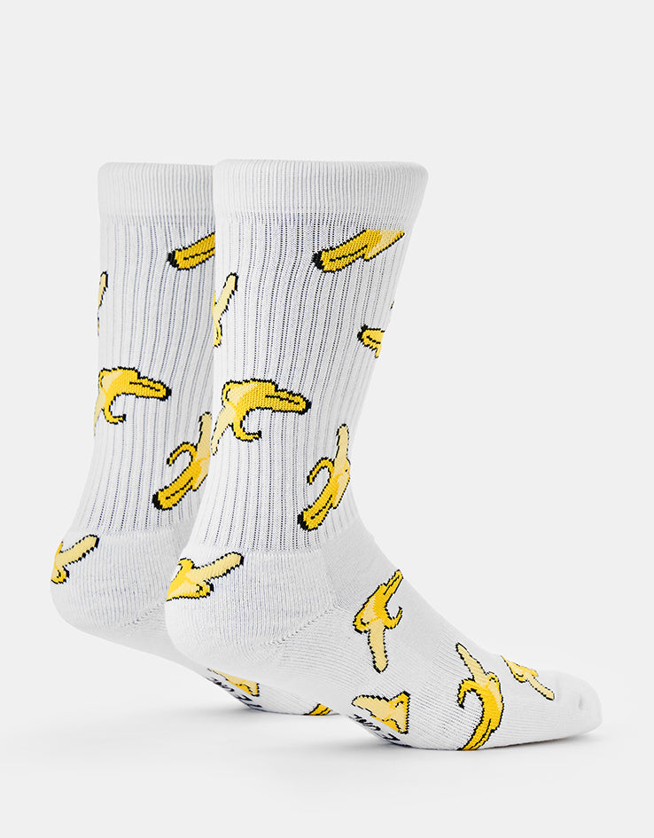 Route One Yellow Fatty Bean Crew Socks - White