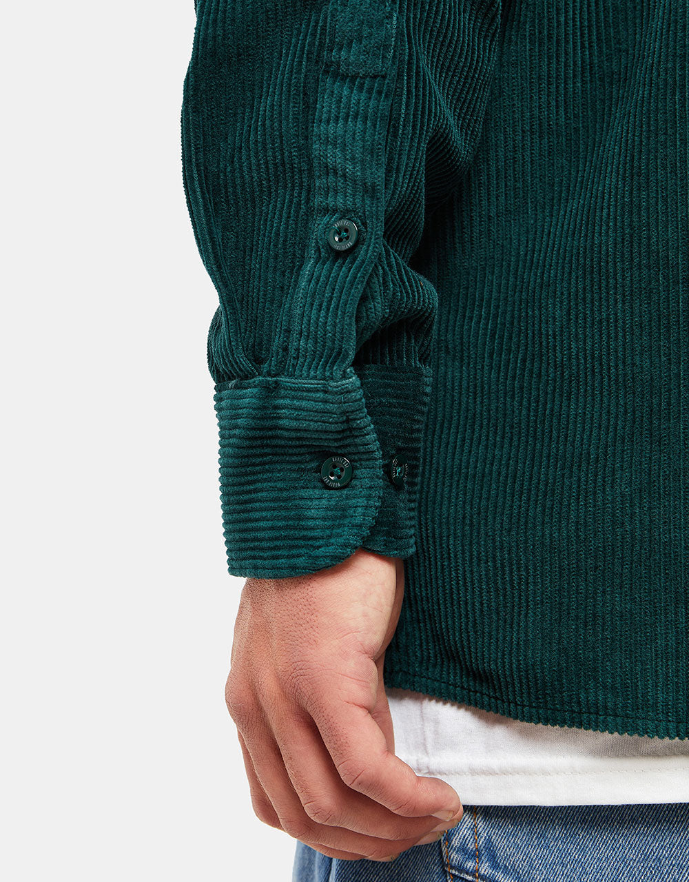 Route One Big Wale Cord Shirt - Forest Green