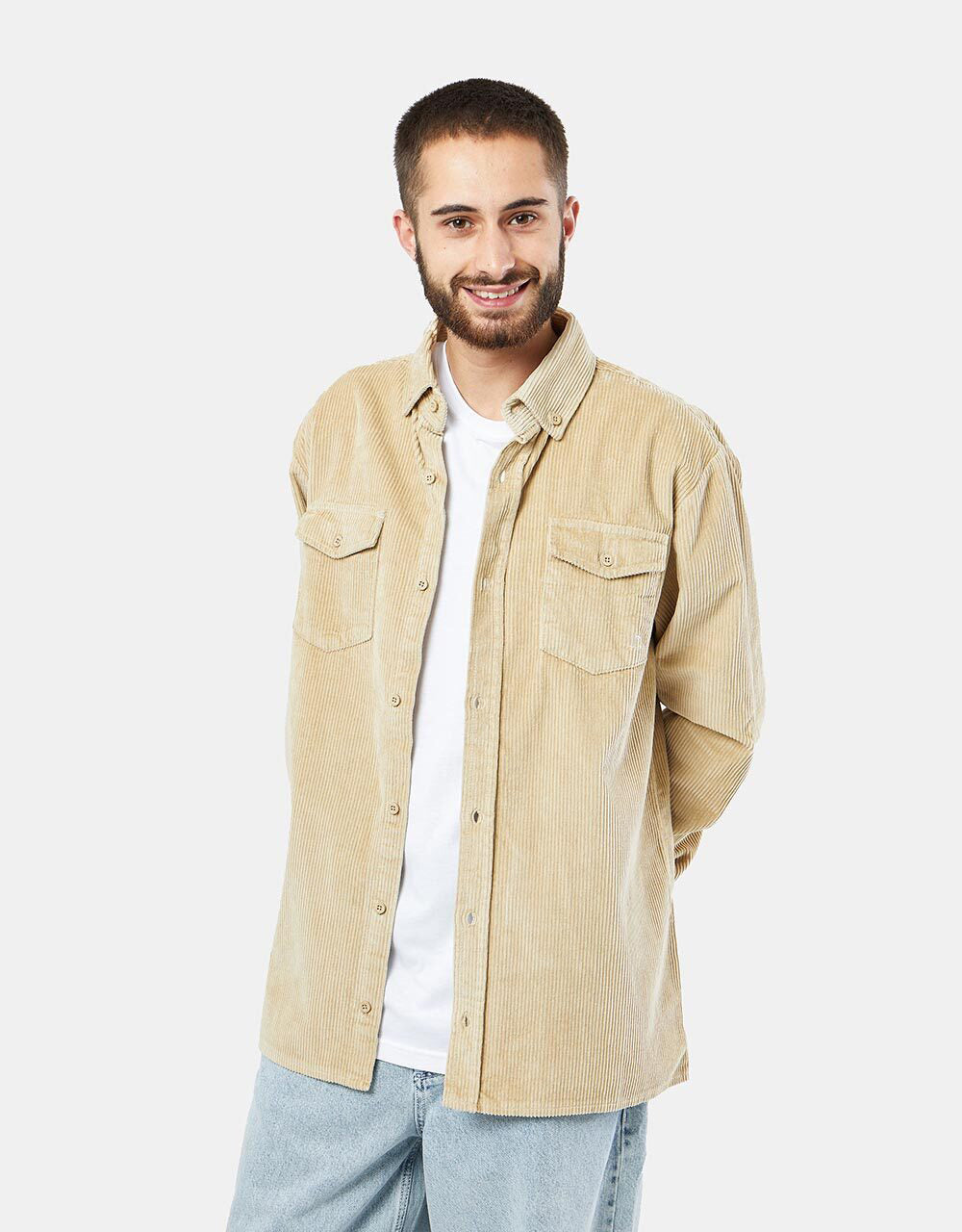 Route One Big Wale Cord Shirt - Stone