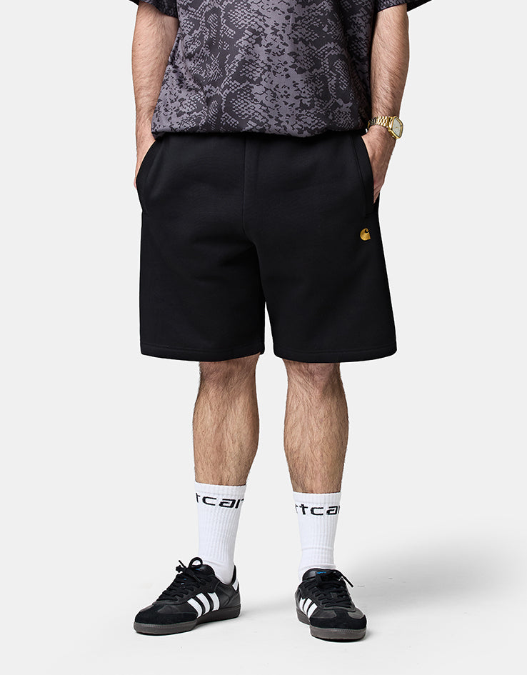 Carhartt WIP Chase Sweat Shorts - Black/Gold