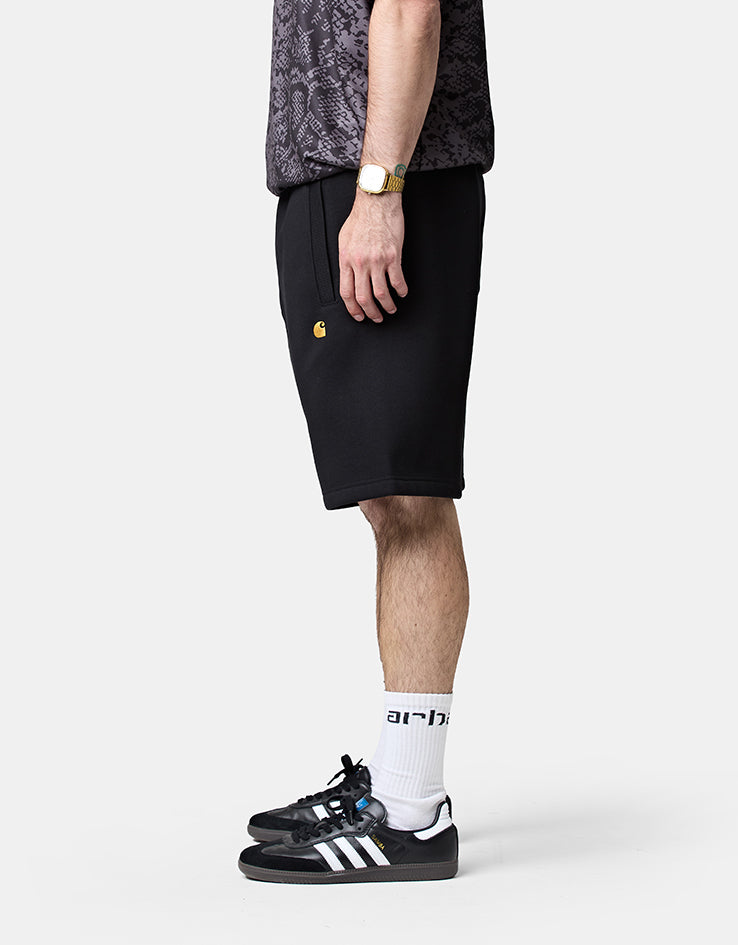 Carhartt WIP Chase Sweat Shorts - Black/Gold