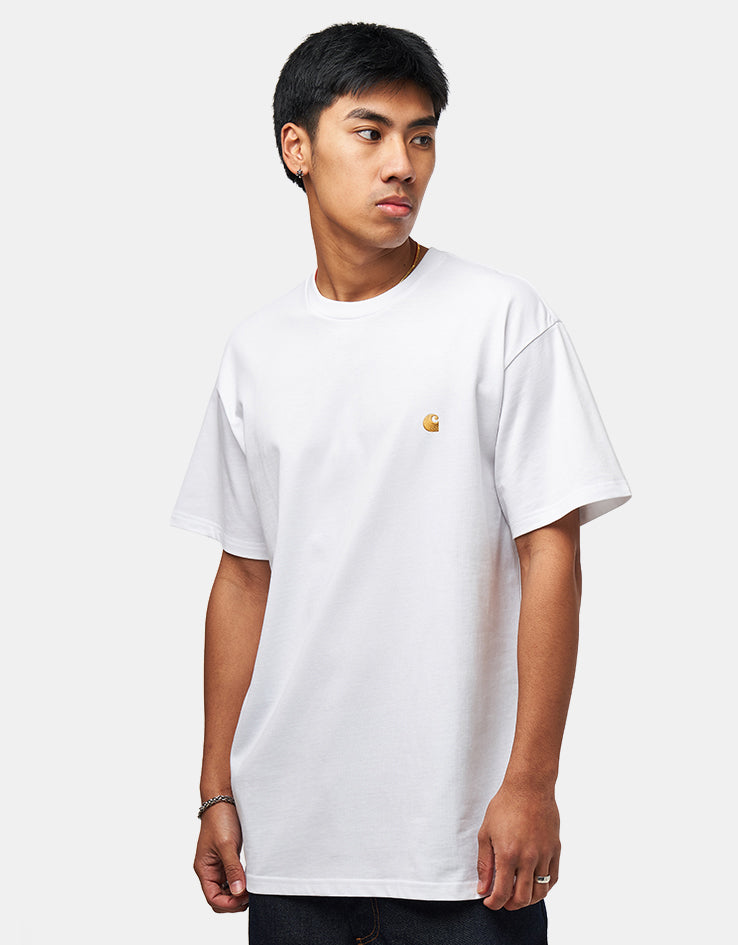 Carhartt WIP S/S Chase T-Shirt - White/Gold