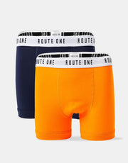 Route One Classic Boxer Shorts 2 Pack - Orange Zest/Classic Navy