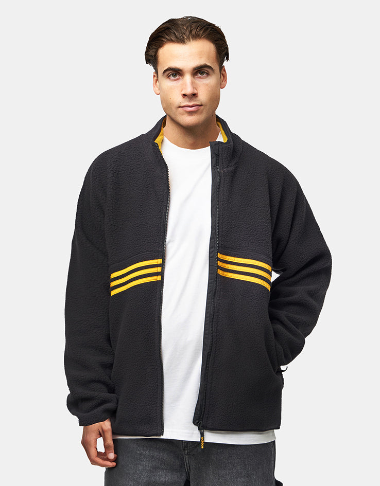 adidas Sherpa Full Zip Fleece Jacket - Black/Active Gold