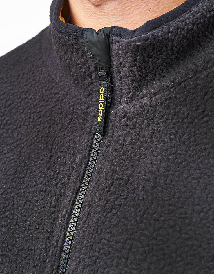 adidas Sherpa Full Zip Fleece Jacket - Black/Active Gold