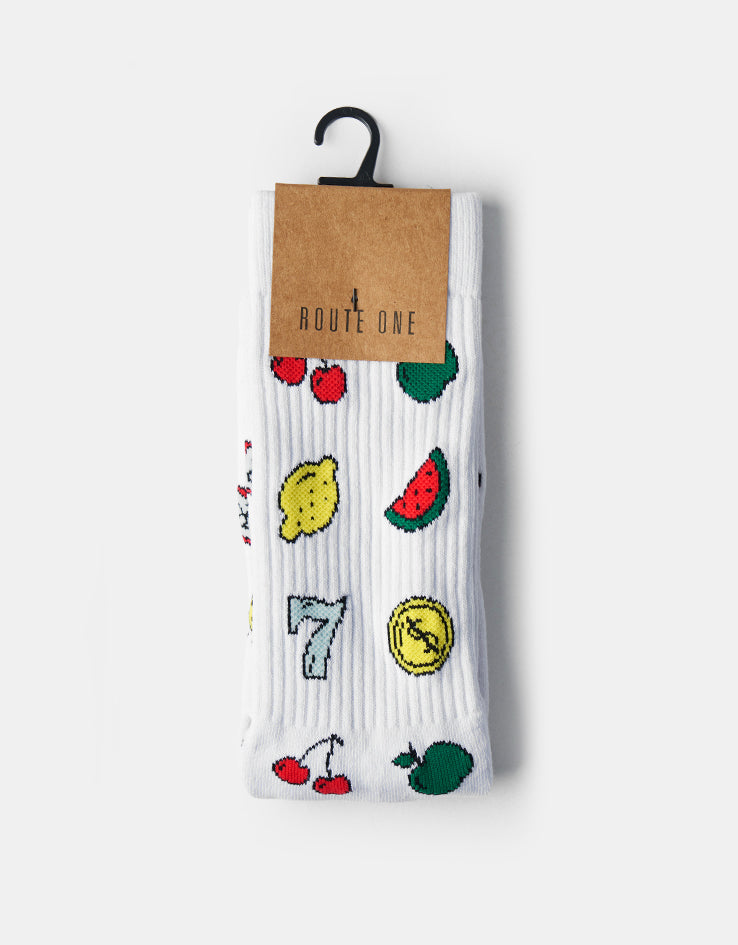 Route One Slots Crew Socks - White