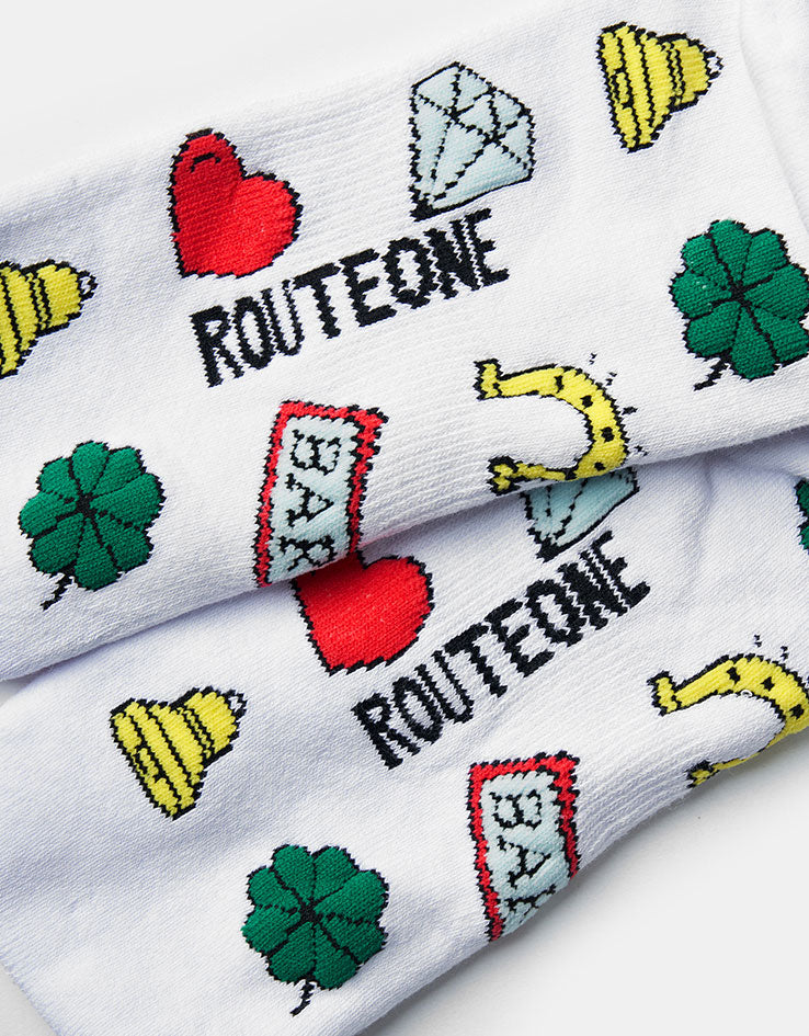 Route One Slots Crew Socks - White