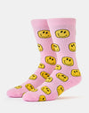 Route One Smile Crew Socks - Light Pink