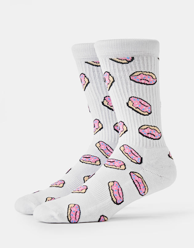 Route One Doughnuts Crew Socks - White