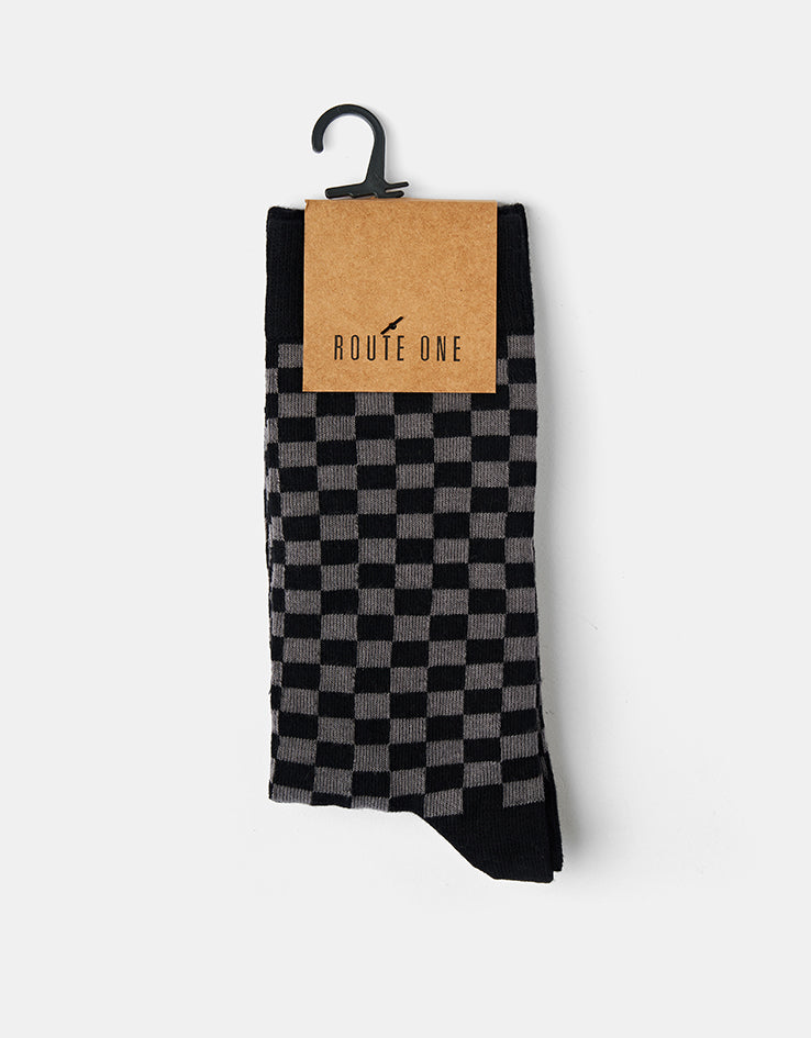 Route One Chequered Socks - Black/Grey