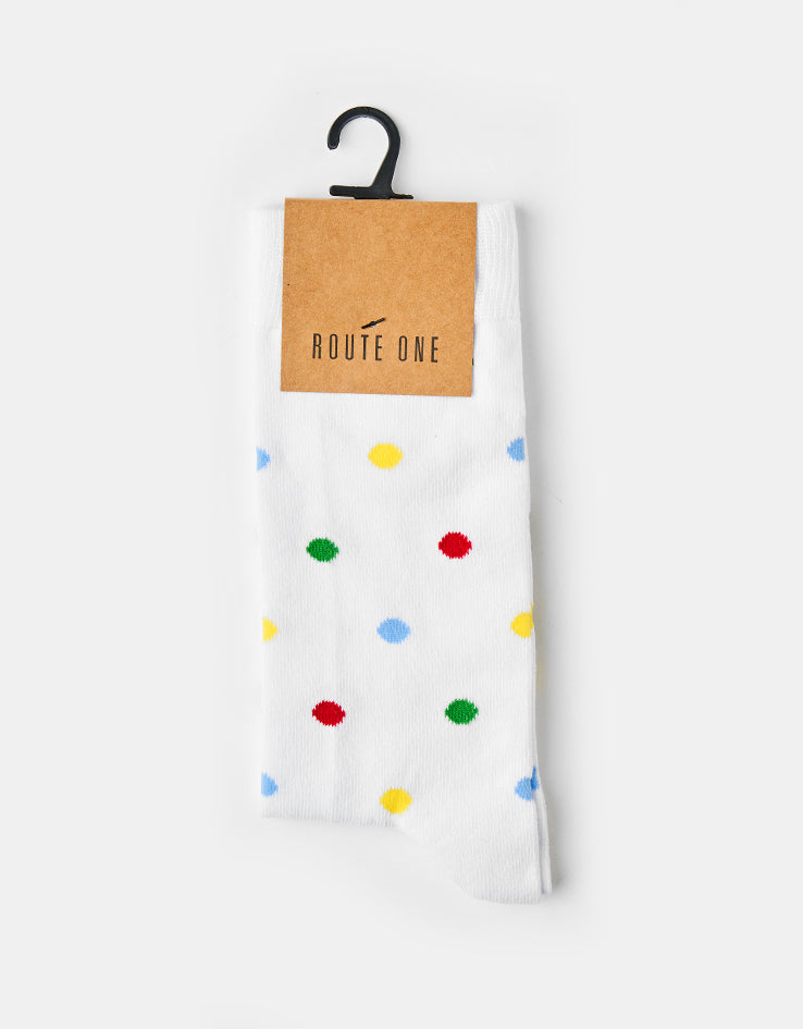 Route One Polka Dot Socks - White