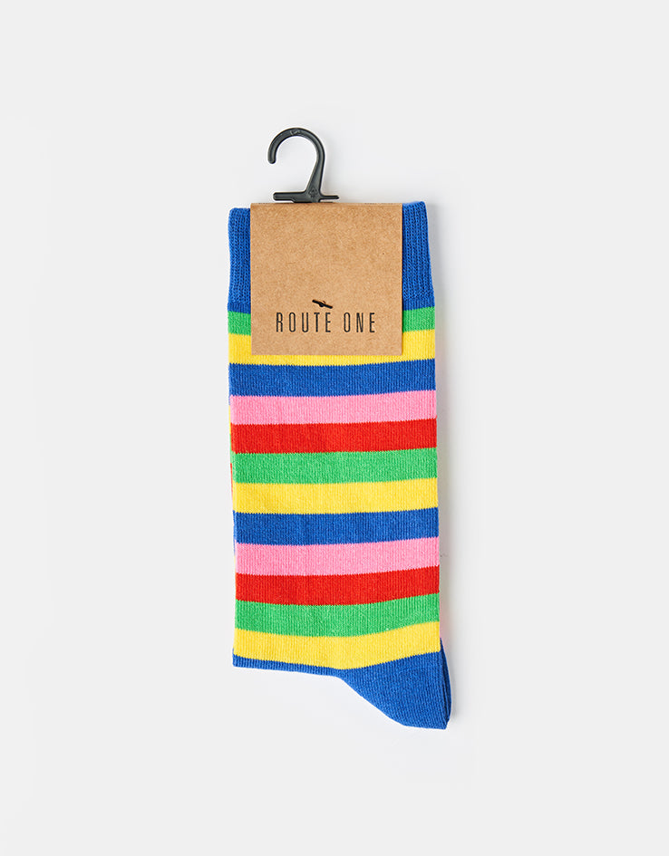 Route One Rainbow Striped Socks - Multi